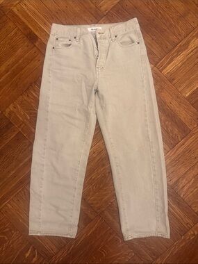 Madewell Women's pierced Barrel-Leg Jeans in Light Beige